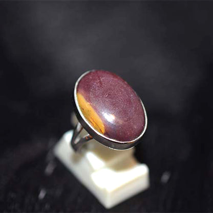 925 Sterling Silver Mookaite Cabochon Oval Ring