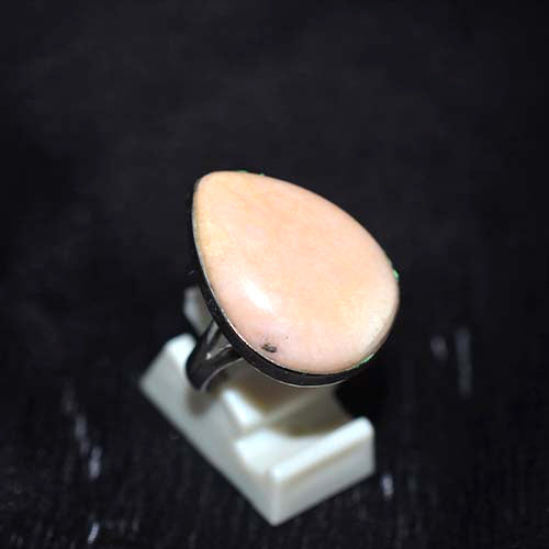 925 Sterling Silver Pink Opal Teardrop Ring