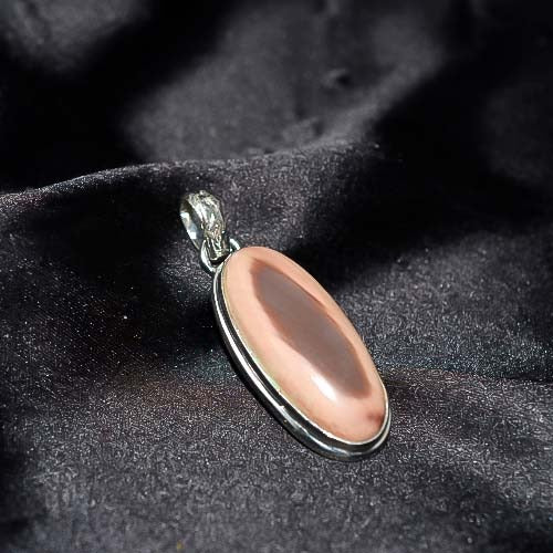 925 Sterling Silver Pink Jasper Oval Pendant