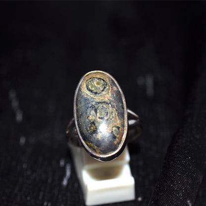 925 Sterling Silver Oval Orbicular Jasper Ring