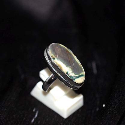 925 Sterling Silver Oval Striped Jasper Ring