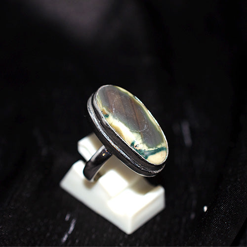 925 Sterling Silver Oval Striped Jasper Ring