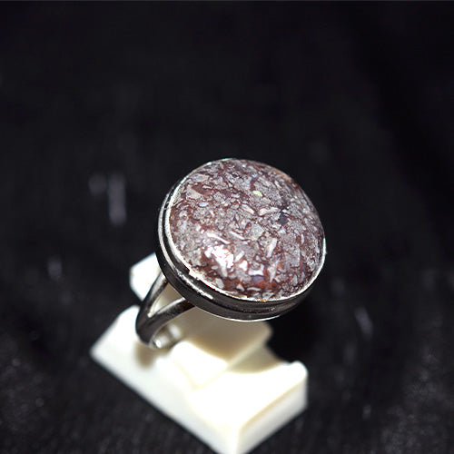 925 Sterling Silver Brecciated Jasper Round Ring
