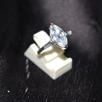 925 Sterling Silver Marquise Cubic Zirconia Solitaire Ring