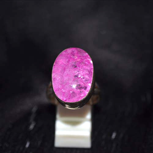 925 Sterling Silver Faceted Magenta Tourmaline Oval Ring