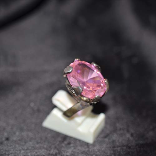 925 Sterling Silver Pink Topaz Prong Set Statement Ring