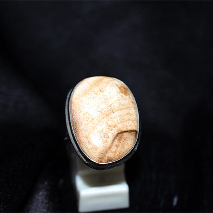 925 Sterling Silver Oval Picture Jasper Ring with Split Shank