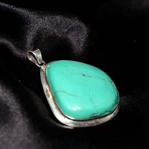 925 Sterling Silver Exotic Turquoise Freeform Pendant