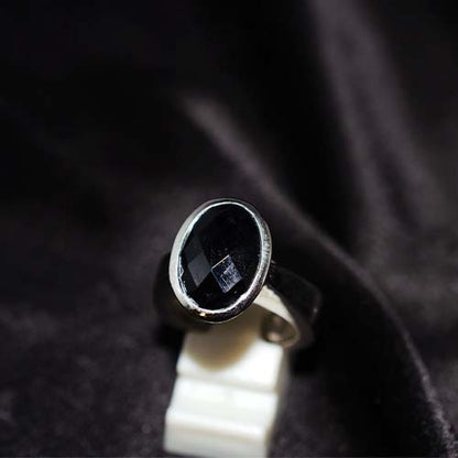 925 Sterling Silver Black Onyx Oval Solitaire Ring