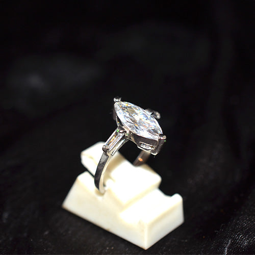 925 Sterling Silver Marquise Cubic Zirconia Solitaire Ring