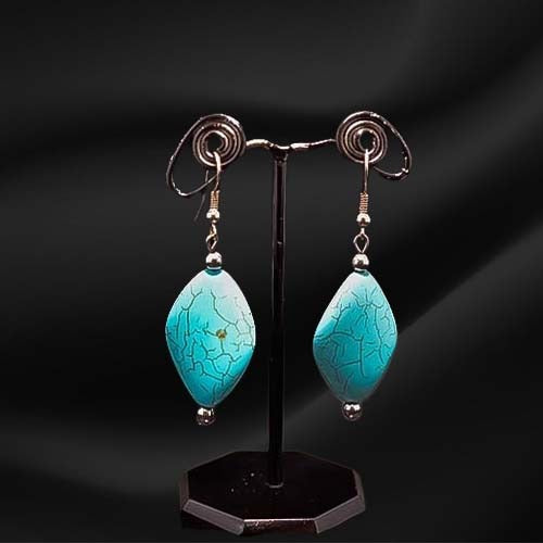 925 Sterling Silver Turquoise Stone Hook Earrings