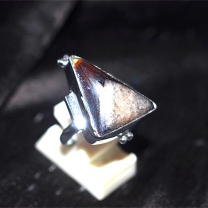 925 Sterling Silver Triangle Agate Turkish Ring