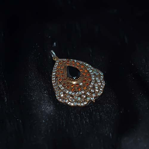 6 Carat Gold Plated Dual Tone Layered Teardrop CZ Pendant