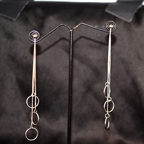 925 Sterling Silver Multi-Circle Dangle Earrings
