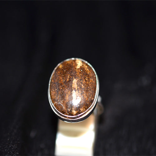 925 Sterling Silver Coppery Bronzite Oval Ring