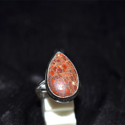 925 Sterling Silver Dinosaur Bone Teardrop Ring