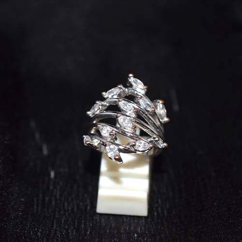 925 Sterling Silver Marquise Leaf Branch Ring