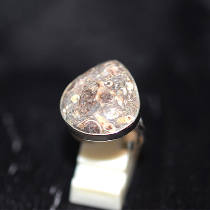 925 Sterling Silver Ocean Jasper Teardrop Ring