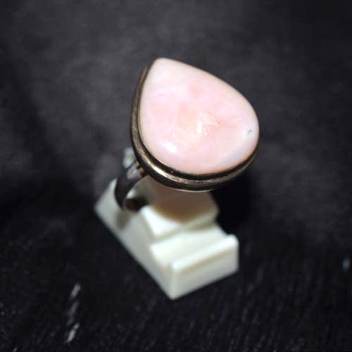 925 Sterling Silver Pink Opal Full Bodied Teardrop Ring