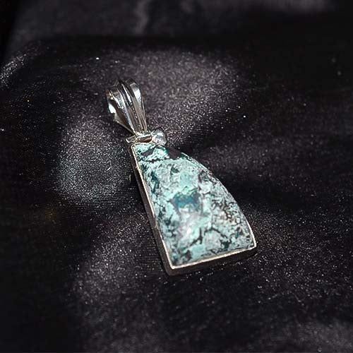 925 Sterling Silver Chrysocolla Freeform Pendant