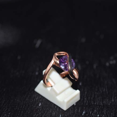 6 Carat Gold Plated Amethyst Double Twist Ring