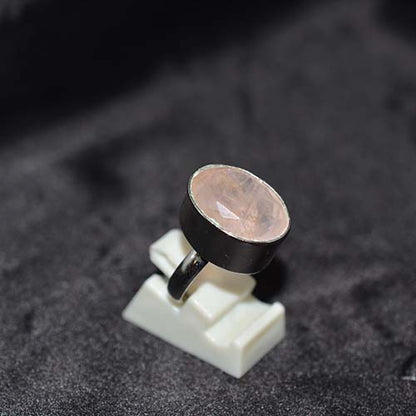 925 Sterling Silver Rose Quartz Oval Solitaire Ring