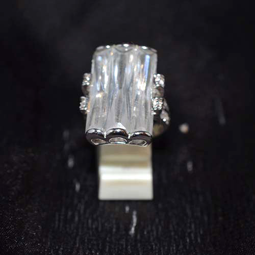 925 Sterling Silver Large Emerald Cut Cubic Zirconia Statement Ring
