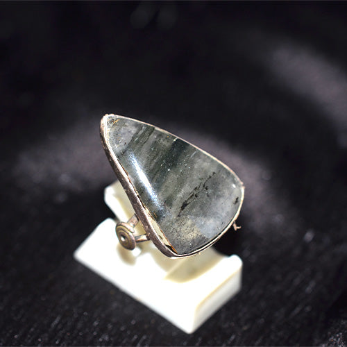 925 Sterling Silver Green Tourmaline Triangle Ring