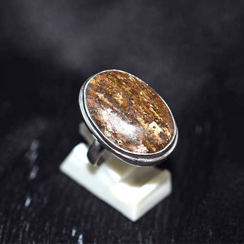 925 Sterling Silver Brown Jasper Oval Ring