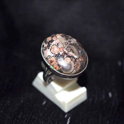 925 Sterling Silver Orbicular Jasper Oval Ring