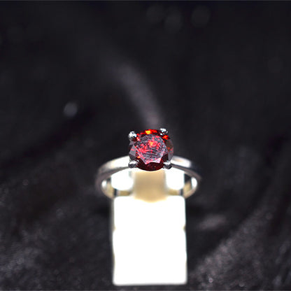 925 Sterling Silver Red CZ Solitaire Ring
