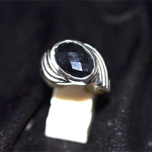 925 Sterling Silver Oval Black Onyx Layered Band Ring