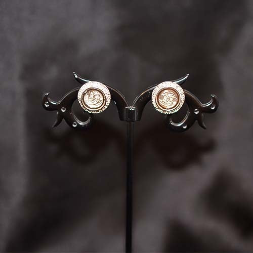 925 Sterling Silver Coin Motif Stud Earrings