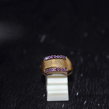 6 Carat Gold Plated Purple Row Band Ring