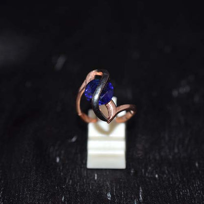 6 Carat Gold Plated Blue Orbital Twist Ring