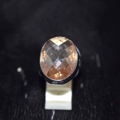 925 Sterling Silver Oval Imperial Topaz Split Shank Ring