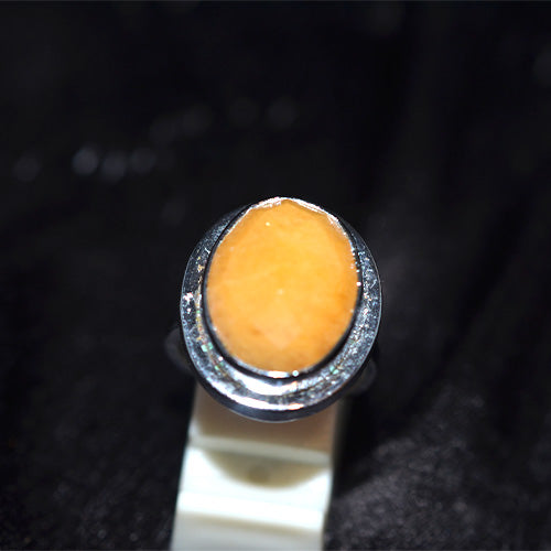 925 Sterling Silver Faceted Orange Calcite Turkish Ring