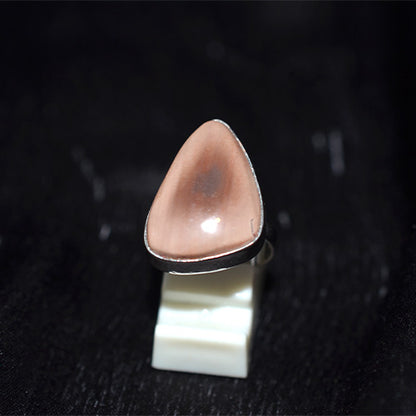 925 Sterling Silver Triangle Peach Jasper Ring