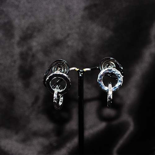 925 Sterling Silver Textured Double Hoop Drop Earrings