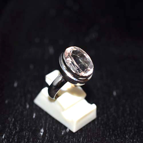 925 Sterling Silver Oval Rose Quartz Bezel Ring