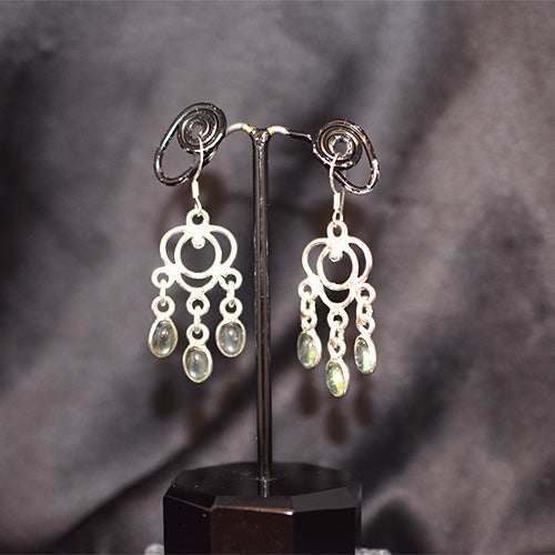 925 Sterling Silver Peridot Gemstone Chandelier Earrings