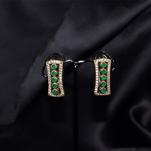 6 Carat Gold Plated Emerald Bar Stud Earrings