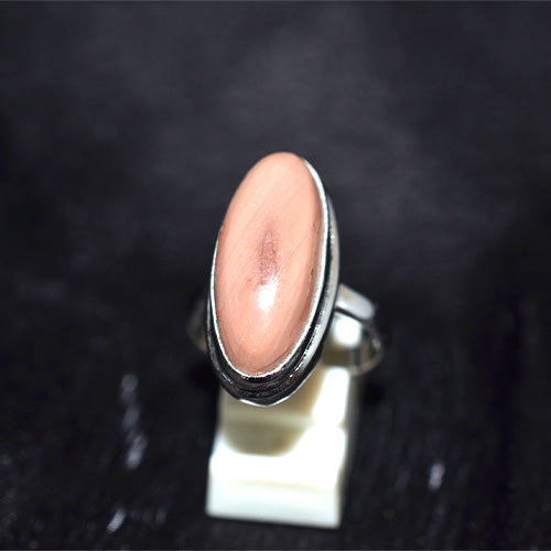 925 Sterling Silver Elongated Oval Rhodochrosite Ring