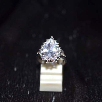 925 Sterling Silver Cubic Zirconia Marquee Halo Ring