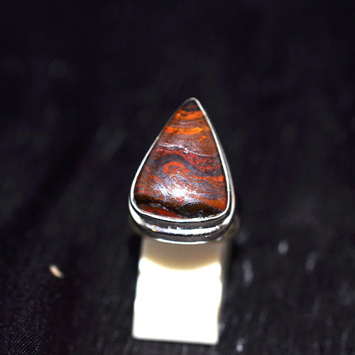 925 Sterling Silver Brecciated Tiger Iron Shield Ring