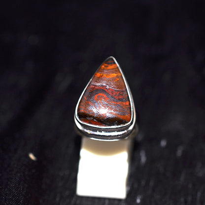 925 Sterling Silver Brecciated Tiger Iron Shield Ring