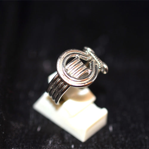 925 Sterling Silver Lyre Harp Motif Multi-Band Ring