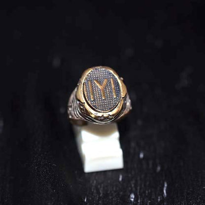 925 Sterling Silver Two-Tone Kayi Tribe IYI Motif Signet Ring
