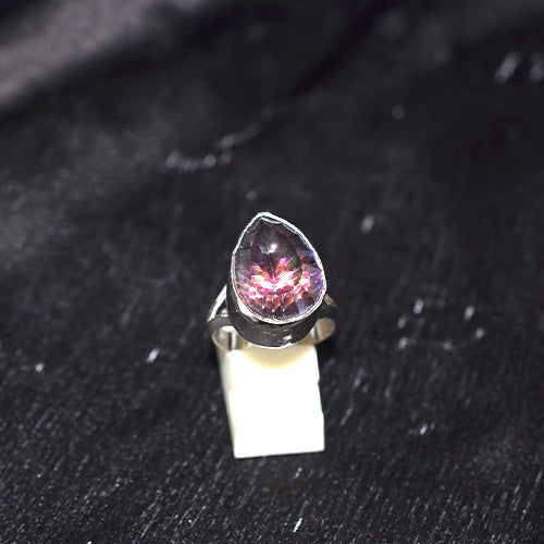 925 Sterling Silver Mystic Topaz Teardrop Ring