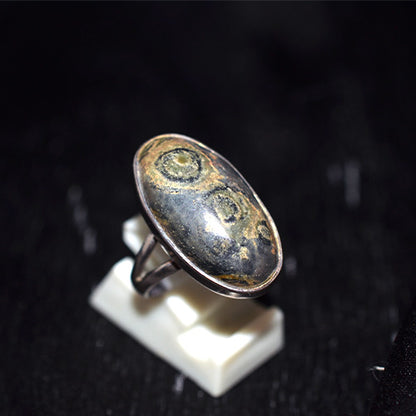 925 Sterling Silver Oval Orbicular Jasper Ring